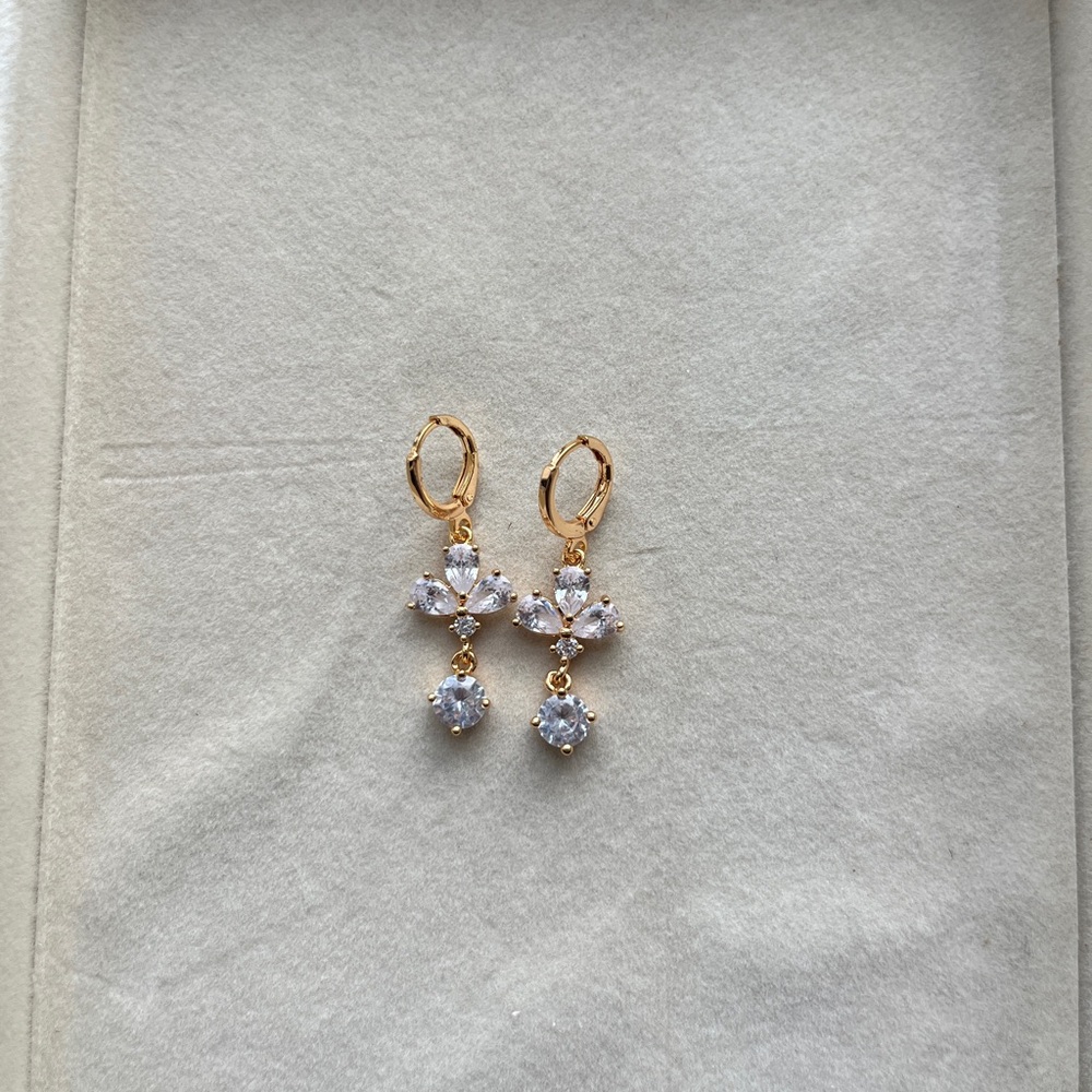 Elegant Gold plated and stone Drop Earrings